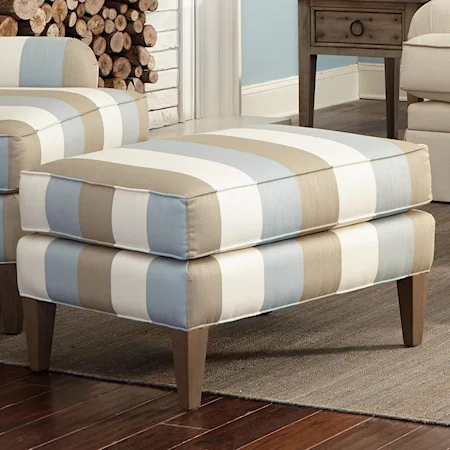 Transitional Ottoman with Tall Tapered Legs